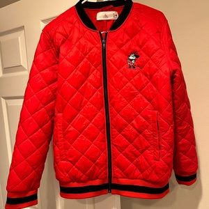 Disney Parks Red Quilted Windbreaker Jacket w/Minnie Mouse detail